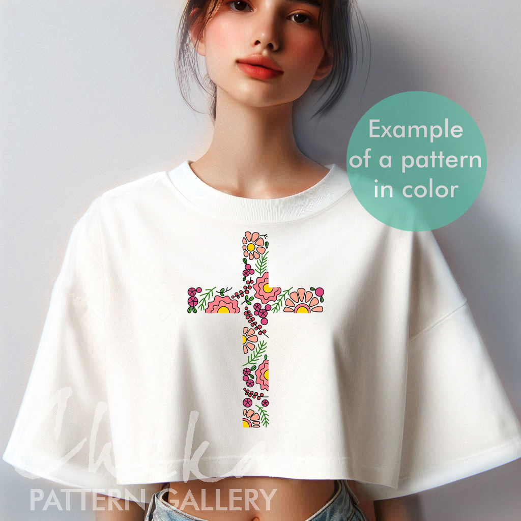 Christian Hand Embroidery, Simple Floral Cross, Christian Theme. Catholic Religious Floral Cross, Catholic Hoop Art, Christian Needlework
