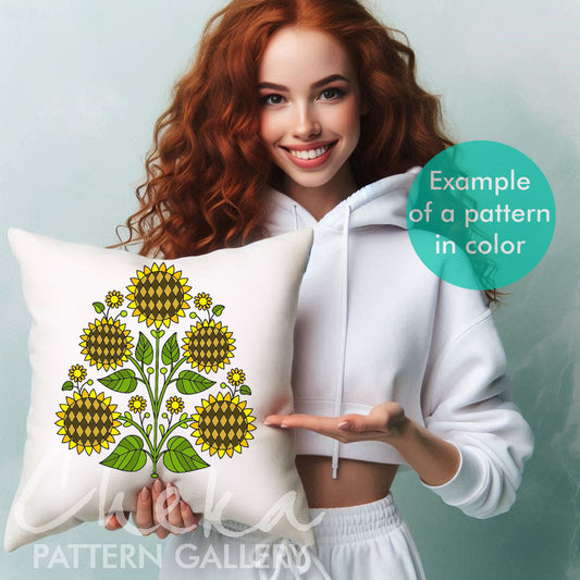Pillow, Sunflowers Hand Embroidery Pattern, Sunflowers Design, Yellow Sunflowers, Summer Flowers Design, Hand Embroidery Pattern PDF,instant dowload