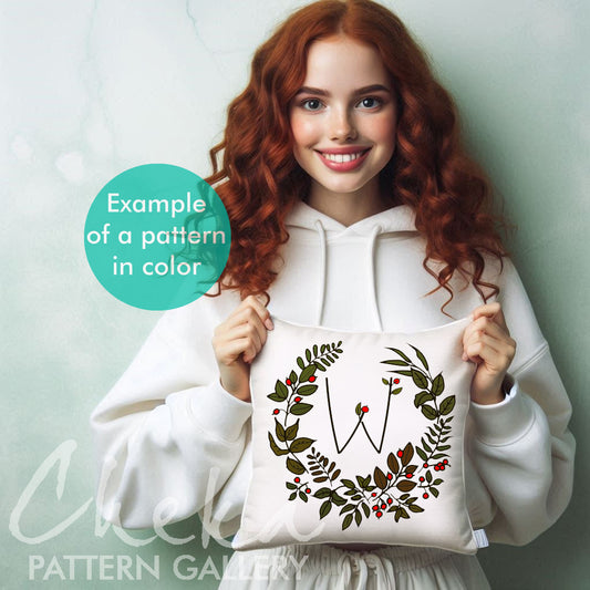 fall pillow, Fall Alphabet, set for hand embroidery. Floral Alphabet Embroidery PDF Pattern. Floral Monogram, Letter Embroidery Designs with leaves