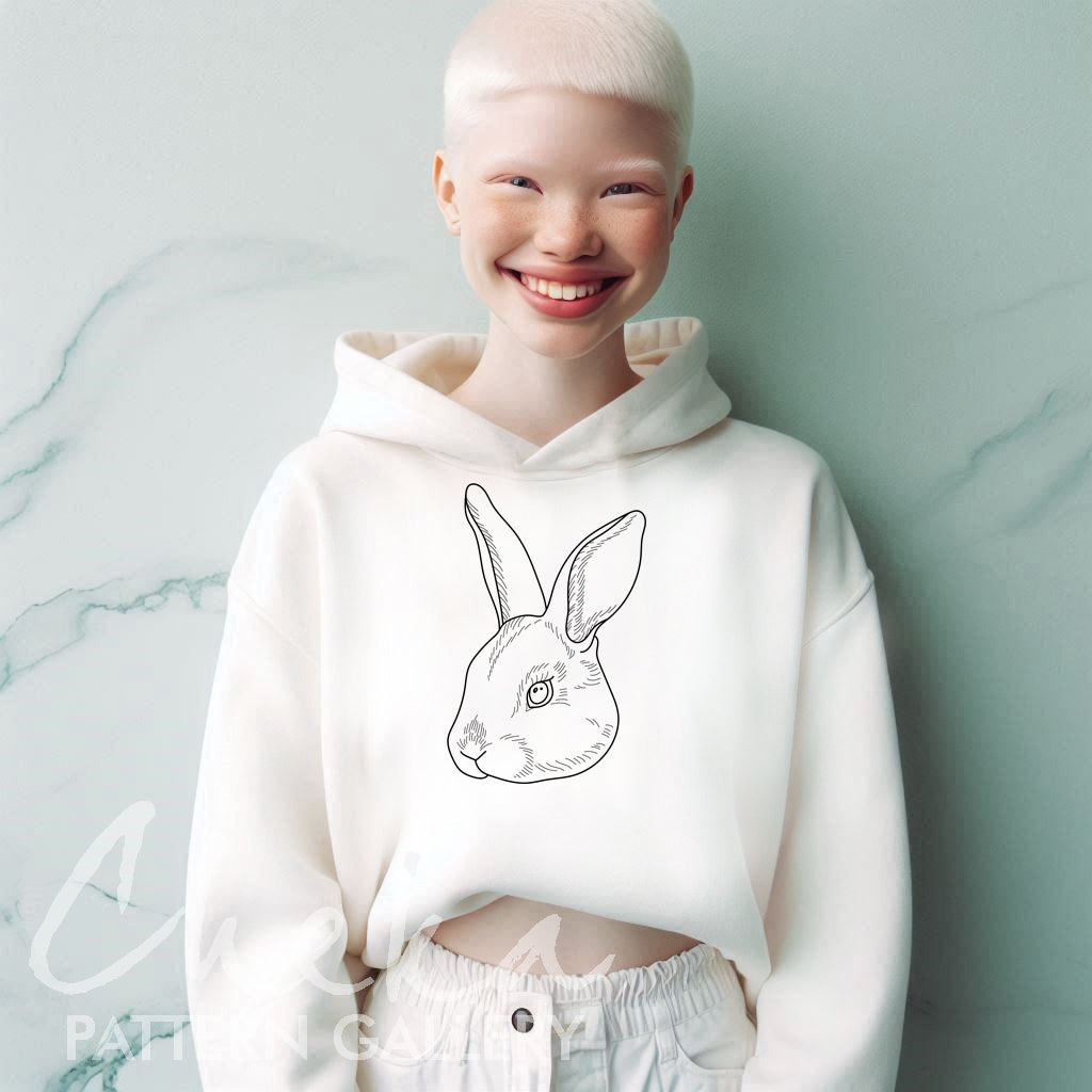Bunny embroidery pattern, digital pet portrait. Embroidery scheme,fancy animal embroidery, bunny embroidery template, pet embroidery design