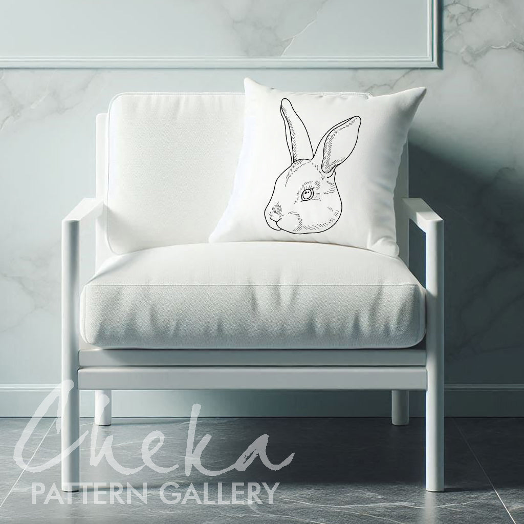 Bunny embroidery pattern, digital pet portrait. Embroidery scheme,fancy animal embroidery, bunny embroidery template, pet embroidery design