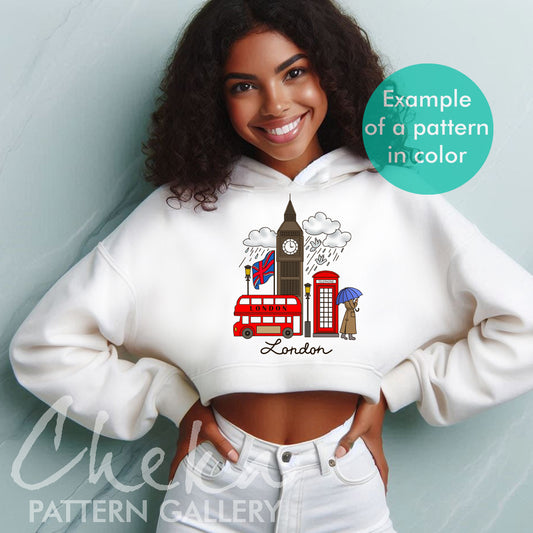 London embroidery pattern, Big Ben template, Hand embroidery pattern PDF. Modern hoop art, English embroidery. Handmade embroidery pattern