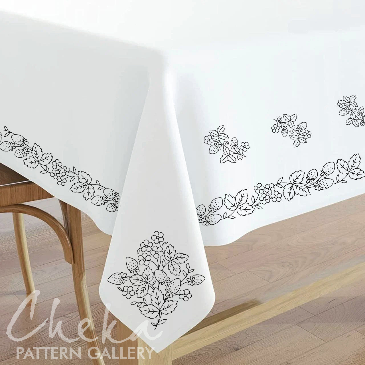 Strawberry Pattern for embroidery of napkins. Vintage embroidery pattern. Beautiful Classic French embroidery pattern. Hand embroidery PDF