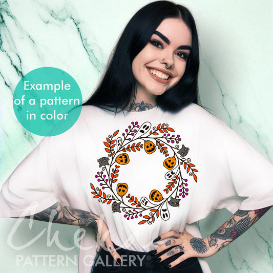 halloween tshirt, Ghost Embroidery Pattern, Embroidery Halloween Pattern. Ghosts, pumpkins and cats, Trick Or Treat Embroidery. Halloween scary embroidery