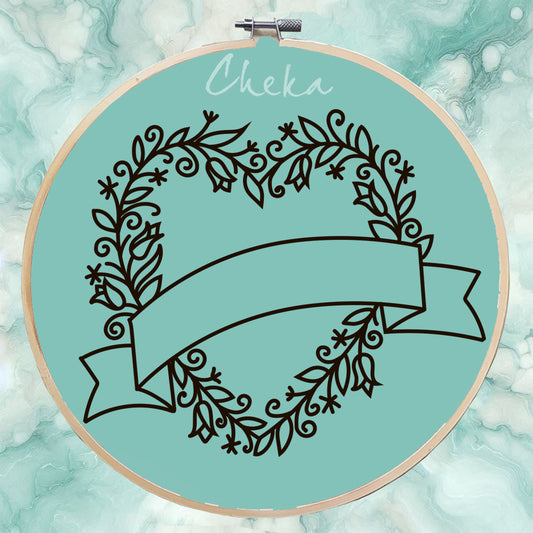 Floral heart, hand embroidery pattern. Ftee embroidey pattern