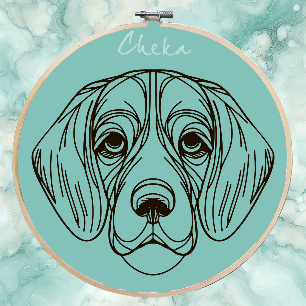 Dog portrrait, hand embroidery patter. Free pattern