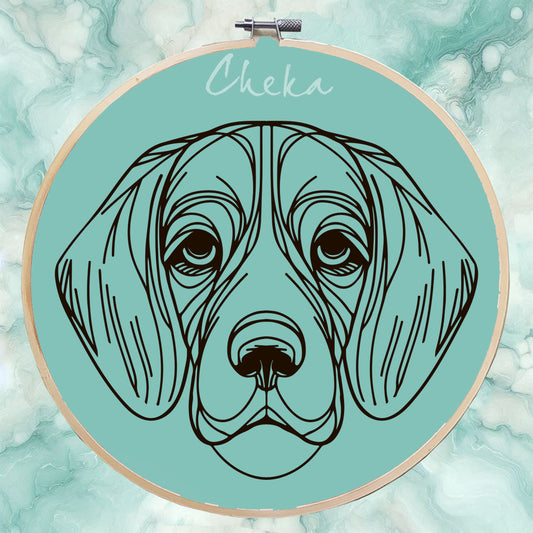 Dog portrrait, hand embroidery patter. Free pattern