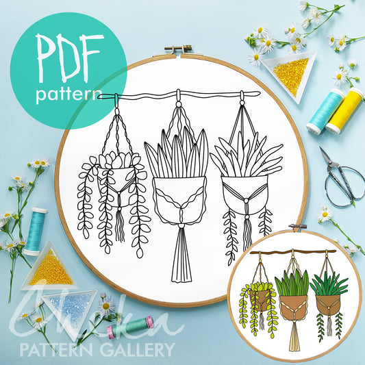 Houseplant Hand Embroidery Pattern, Home plants Embroidery, Embroidery art, Plant lover, DIY embroidery, spring crafts, PDF Digital Download