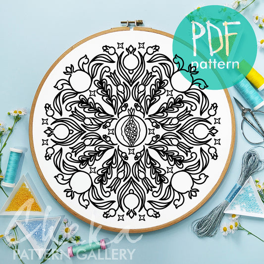 Pomegranate Hand Embroidery pattern, pomegranate embroidery design, Red Pomegranate embroidery pattern, Modern hoop art. Autumn hand embroidery pattern