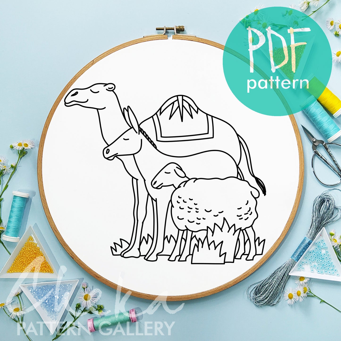 Nativity Scene, Set of 5 Hand Embroidery Patterns, Christmas Nativity, Baby Jesus Embroidery, Christmas, Holiday embroidery