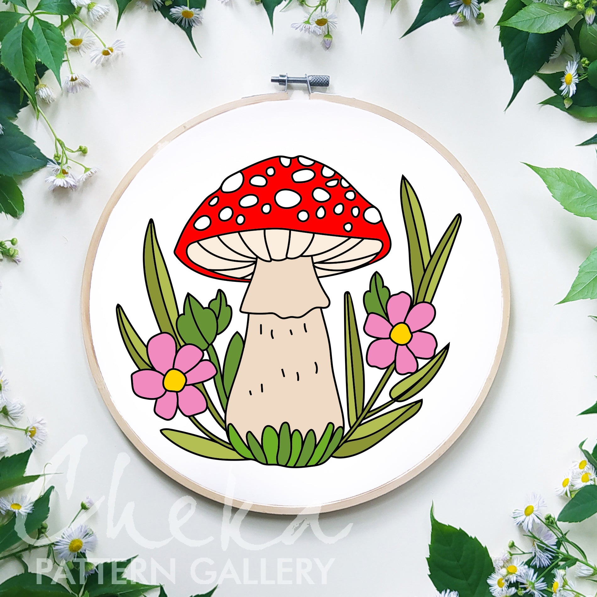 Fly agaric PDF Pattern. Mushroom embroidery pattern. Autumn embroidery patterns. Digital Download. Forest embroidery, beginner friendly