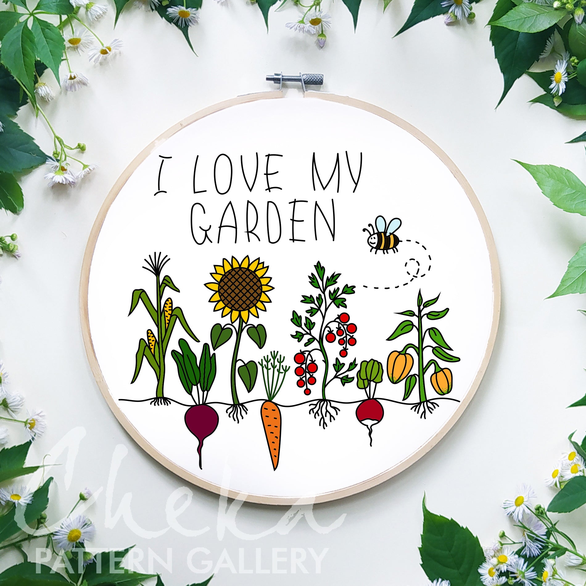 Garden embroidery, Vegetable Garden hand embroidery pattern. Cottagecore Embroidery Pattern, Home Embroidery PDF, Watch My Garden Grow 