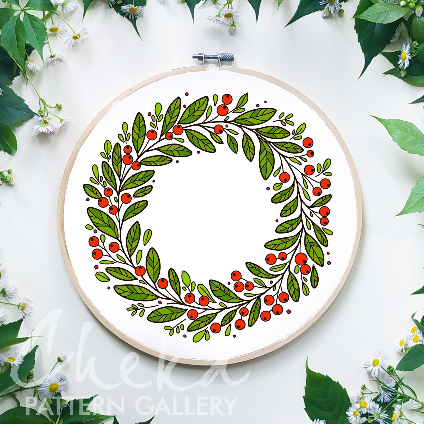 Merry Christmas Hand embroidery pattern, Christmas Embroidery design, Hand Embroidery, Christmas wreath, Christmas Ornament, PDF Pattern