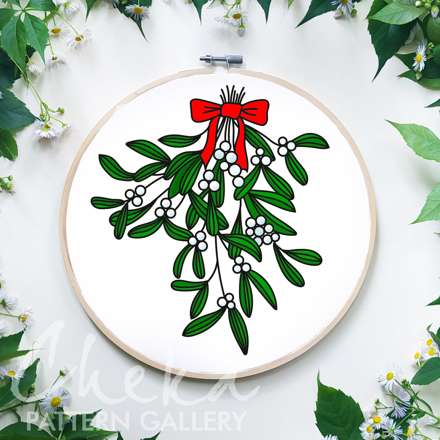 Mistletoe, Christmas plant embroidery pattern pdf, winter embroidery, Christmas flowers, Christmas embroidery ornament, Christmas home decor