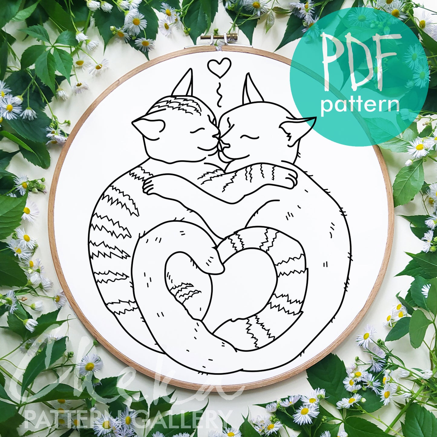 Sleeping cats, embroidery pattern. A pair of cute sleeping cats. Cat love pattern,pet embroidery. Cat portrait, pet lover embroidery pattern