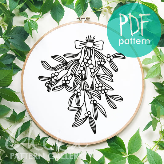 Mistletoe, Christmas plant embroidery pattern pdf, winter embroidery, Christmas flowers, Christmas embroidery ornament, Christmas home decor