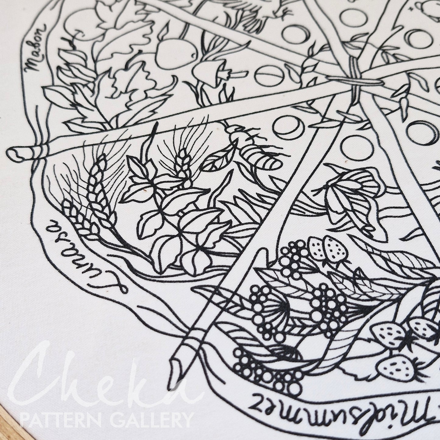 Calendar to embroider, sabbats phenology wheel. An Embroidery Canvas to Follow the Seasons