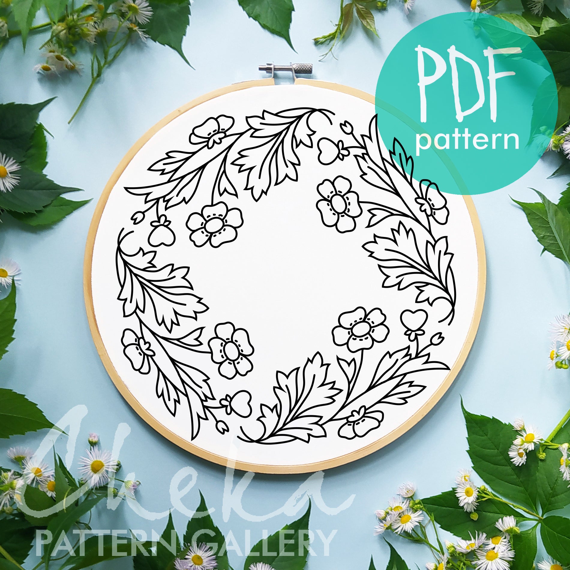 Vintage floral embroidery pattern, Embroidery pattern with yellow flowers and leaves. Pattern for embroidery of tablecloths. Classic pattern