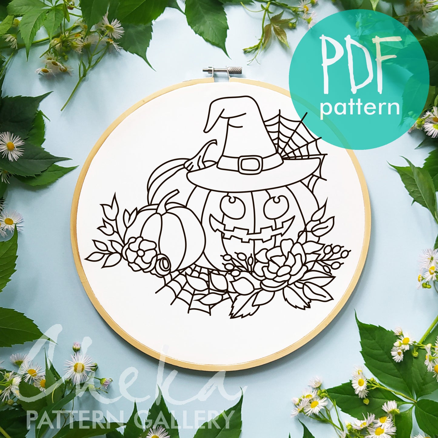 Big pumpkin Hand Embroidery Pattern, Pumpkin Pattern, Halloween Pattern, Autumn Crafts, Hand Embroidery PDF, Halloween crafts, fall decor