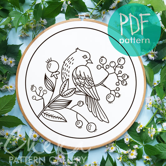 Floral embroidery pattern PDF, Flower point embroidery design, Digital embroidery scheme with birds, Flower bouquet, Hand embroidery bird