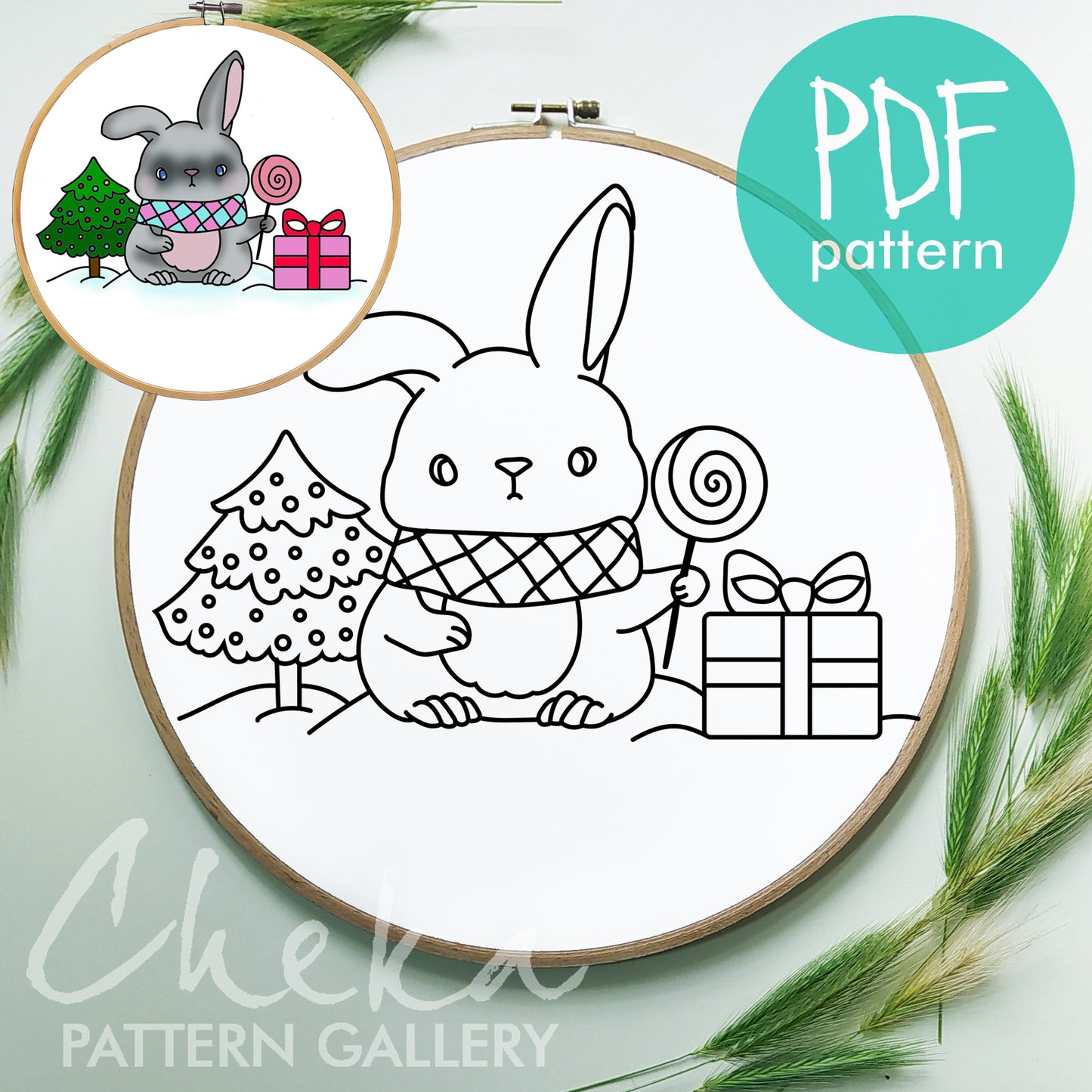 &nbsp;Cozy Rabbits, Christmas Hand Embroidery Design, Winter Scene, Cute bunni DIY Craft, Hand Embroidery PDF. Winter Hand Embroidery Project