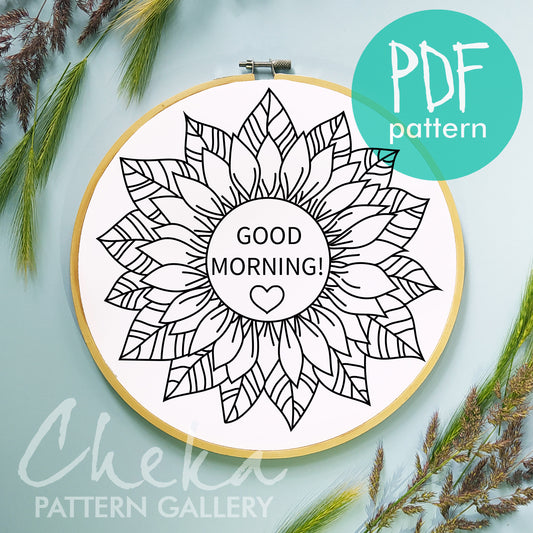 Sunflower embroidery pattern, hand embroidery pattern, sunflower tattoo pattern, digital pattern, pattern for pillowcases, diy pattern PDF