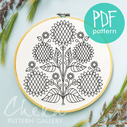 Sunflowers Hand Embroidery Pattern, Sunflowers Design, Yellow Sunflowers, Summer Flowers Design, Hand Embroidery Pattern PDF,instant dowload