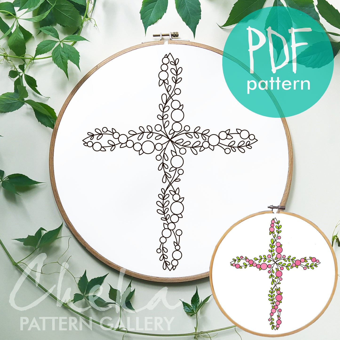 Floral Crosses, Christian Embroidery. Hand Embroidery Pattern Set (PDF), Catholic Hoop Art