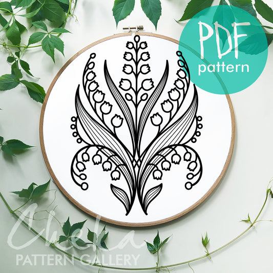 Lily of the Valley, Floral Embroidery, Spring Flower Embroidery Design, Hand Embroidery, Modern hoop art,easy embroidery, embroidery pattern