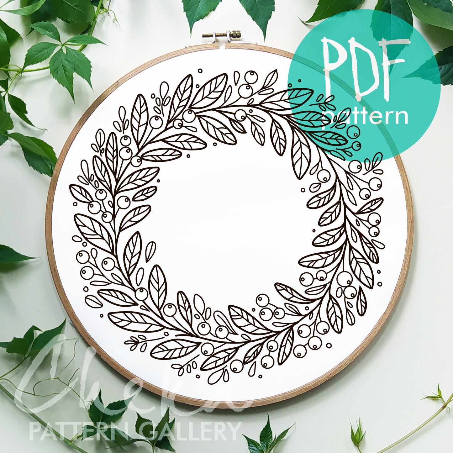 Merry Christmas Hand embroidery pattern, Christmas Embroidery design, Hand Embroidery, Christmas wreath, Christmas Ornament, PDF Pattern