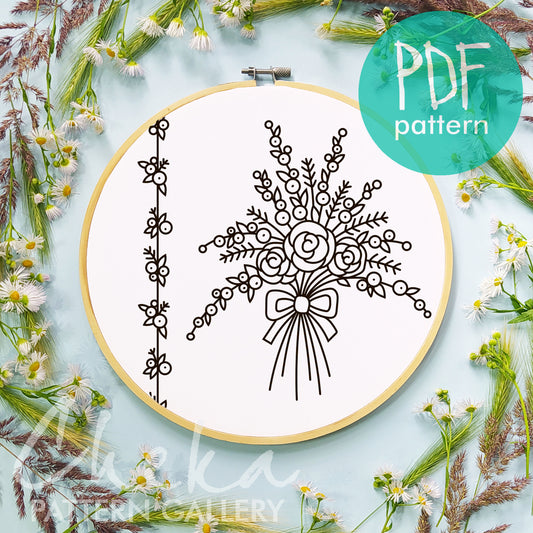 A small bouquet with tiny flowers. PDF Embroidery pattern for clothing decoration with flowers. Tiny flowers, Mini Embroidery Hoop Art