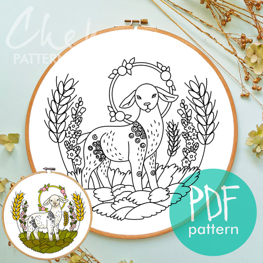 Sheep Hand Embroidery Pattern, Digital Download Embroidery, Animal Embroidery Pattern PDF, Beginner Friendly embroidery, Christmas Nativity