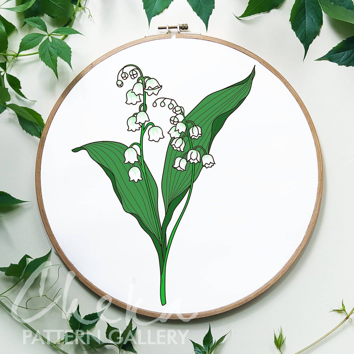 Lilies of the valley hand embroidery pattern,  beautiful flower embroidery pattern, Lilies of the valley. Spring embroidery, Modern hoop art