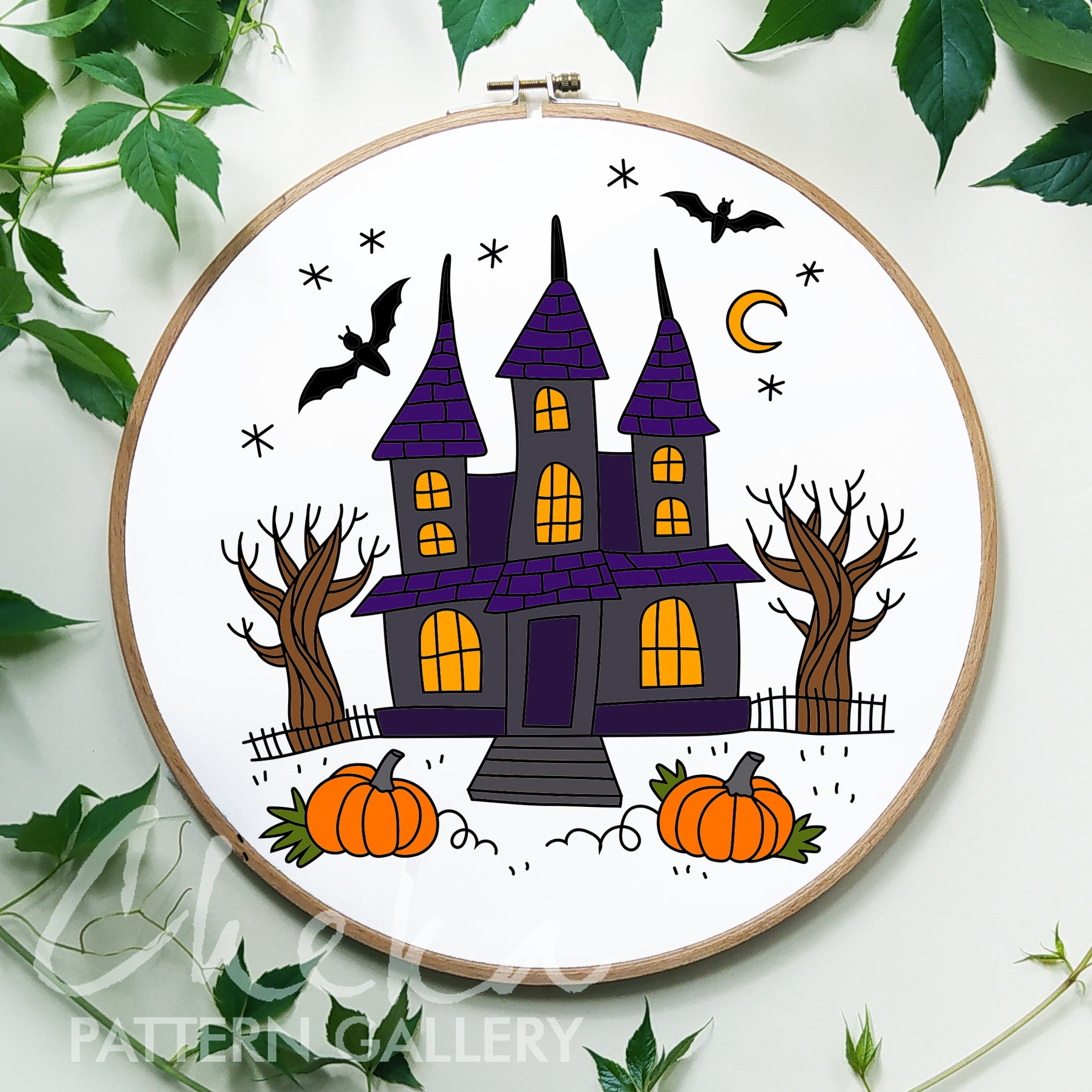 Witchy Home, Embroidery Pattern PDF, Witch Home Crafts, Wicca Embroidery Design. Witch's House. Spooky embroidery