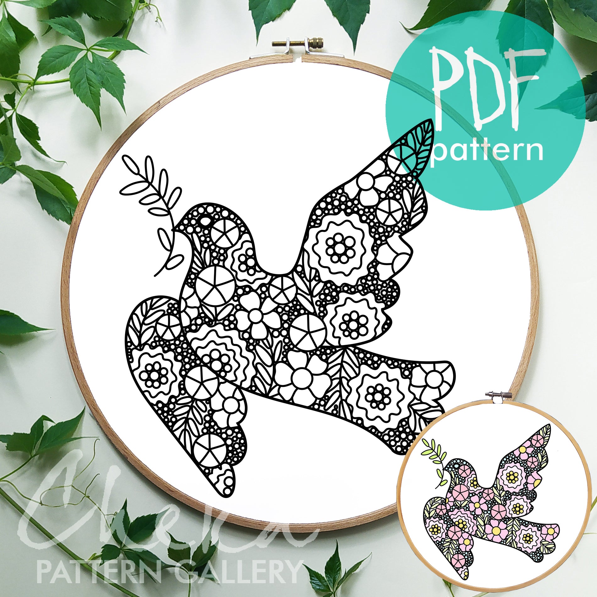 Peace Dove Embroidery, The French knot Pattern, Christian Hand Embroidery, Floral Dove Embroidery, Catholic Hoop Art, Christian Needlework