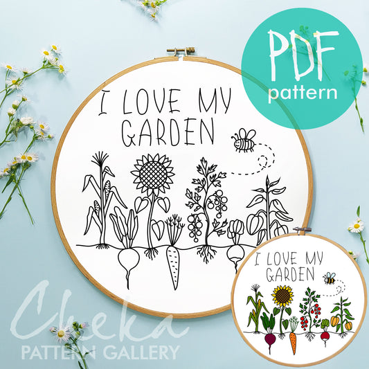 Garden embroidery, Vegetable Garden hand embroidery pattern. Cottagecore Embroidery Pattern, Home Embroidery PDF, Watch My Garden Grow 