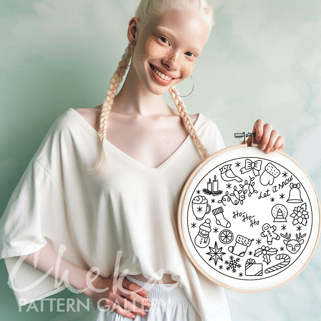 Christmas decoration. Christmas hand embroidery pattern, cozy embroidery ornament PDF, Christmas home decor