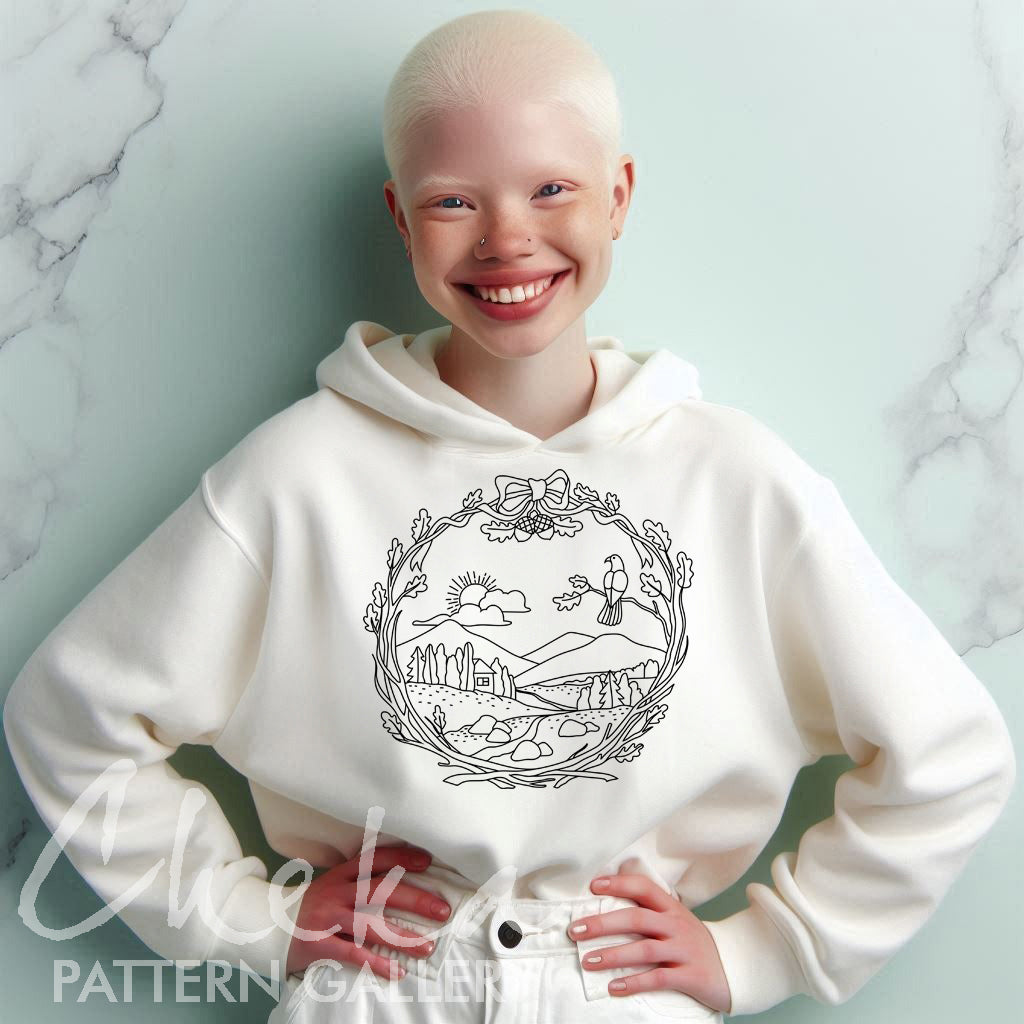 Forest Embroidery Pattern, Landscape template. Embroidery project, Nature Embroidery Pattern PDF, Simple Embroidery, Floral embroidery PDF