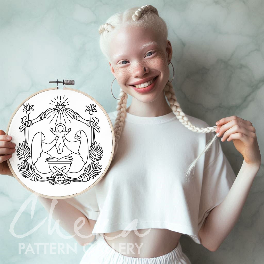 Nativity Scene Hand Embroidery Pattern, Christmas Nativity, Hand Embroidery Pattern PDF, Christian embroidery