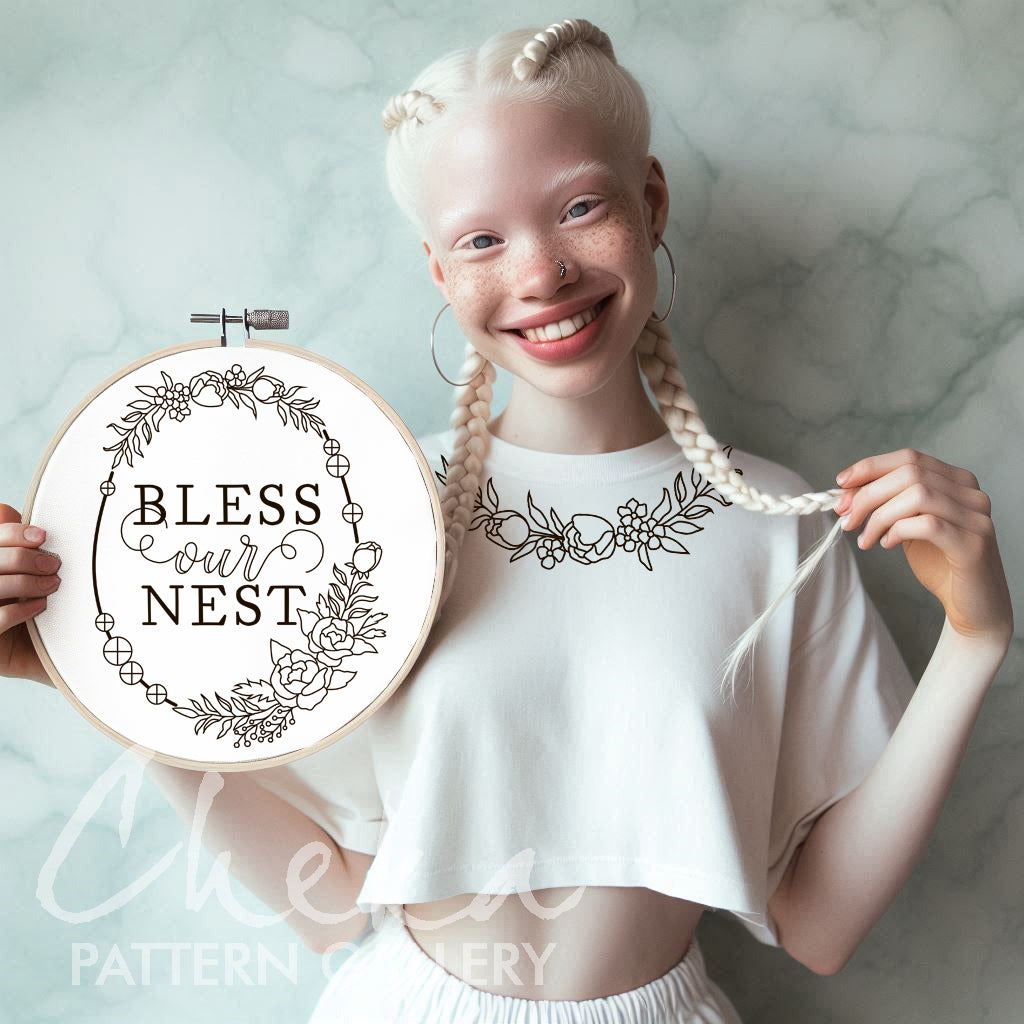 Easter embroidery, Easter eggs. Hand embroidery pattern "Bless Our Nest", Easter embroidery template, Hoop art, Spring embroidery pattern
