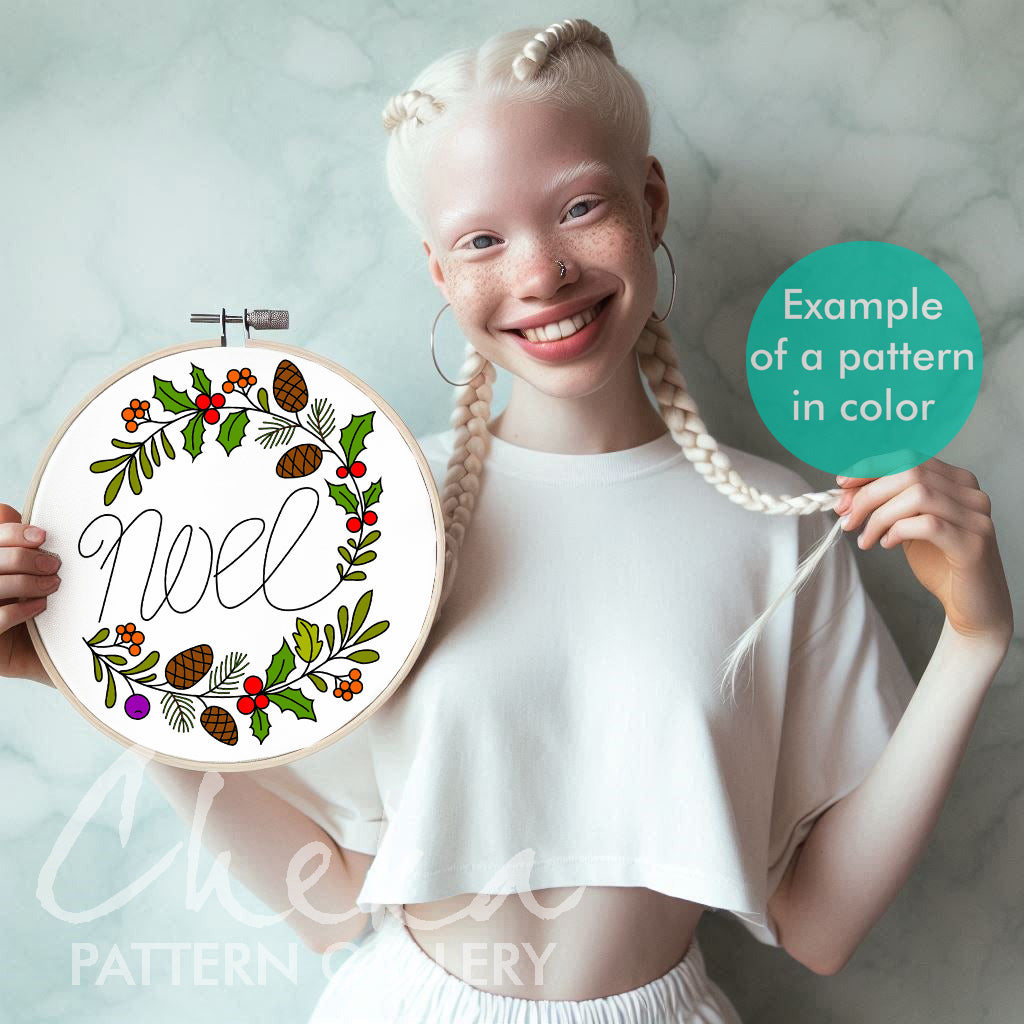 Noel, Hand Embroidery Pattern, Winter Embroidery design, Instant Download PDF, Beginner Friendly Embroidery