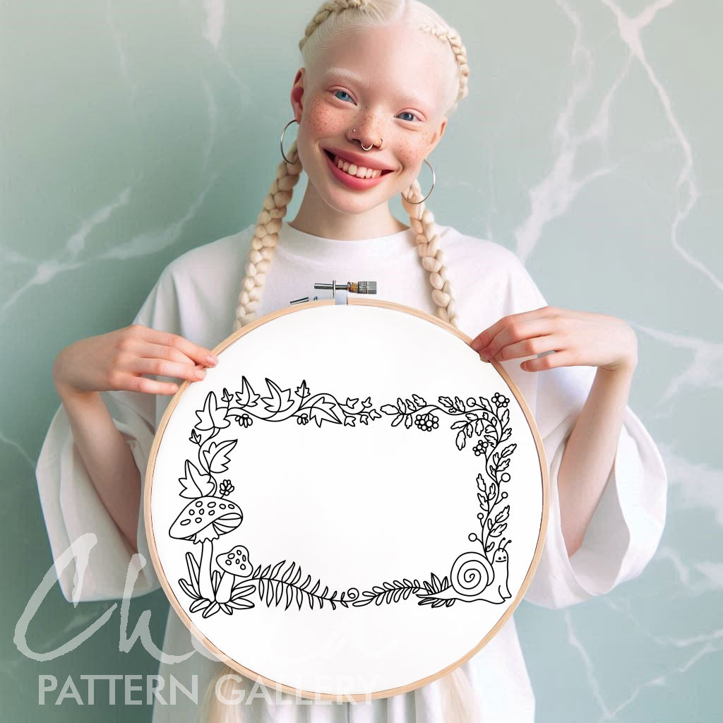 Photo frame, hand embroidery pattern with autumn leaves, handmade embroidered frame, digital hand embroidery pattern PDF. Nature Embroidery