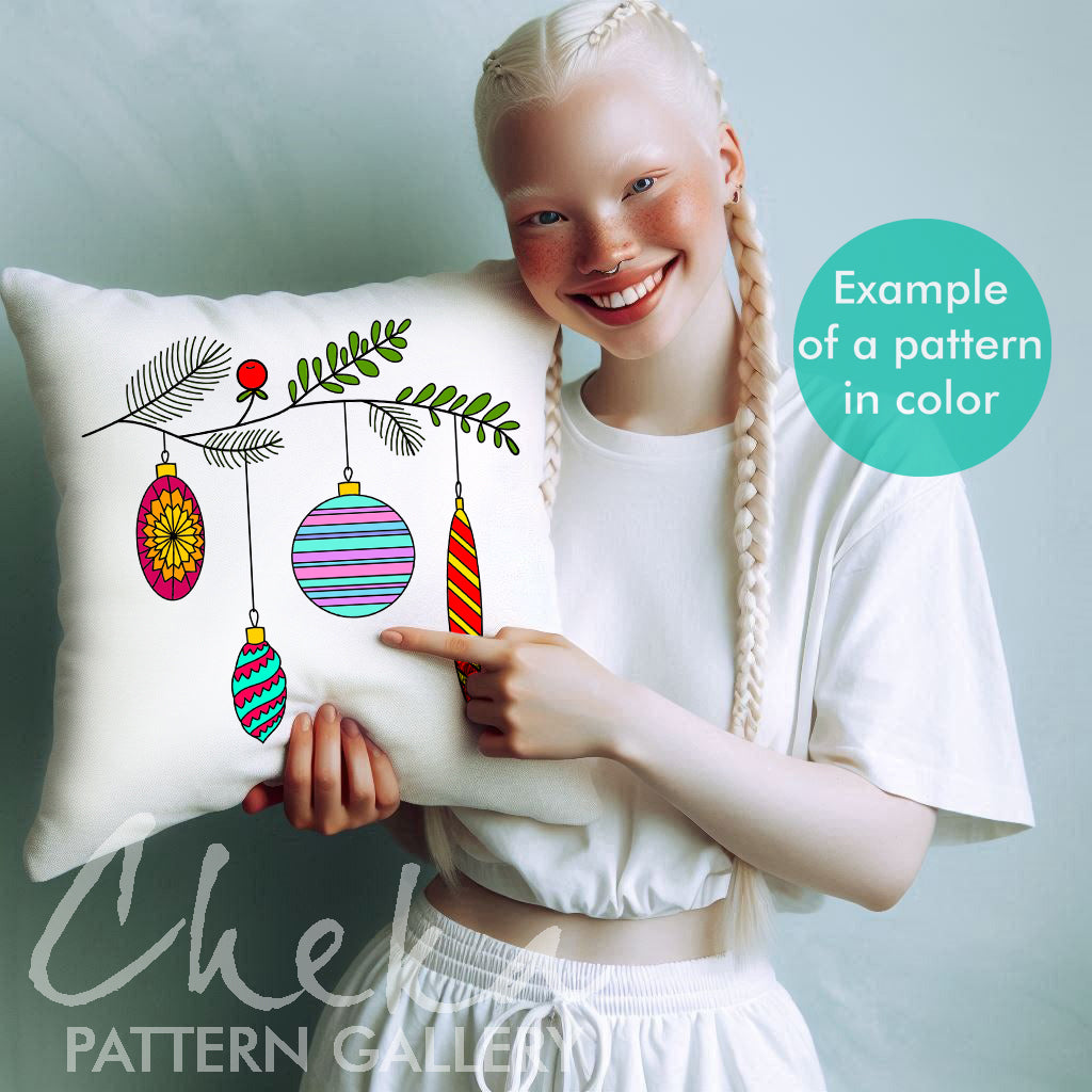 Christmas tree decoration,  festive balls. Christmas hand embroidery pattern, winter embroidery ornament PDF, Christmas home decor