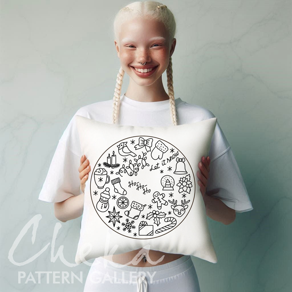 Christmas decoration. Christmas hand embroidery pattern, cozy embroidery ornament PDF, Christmas home decor