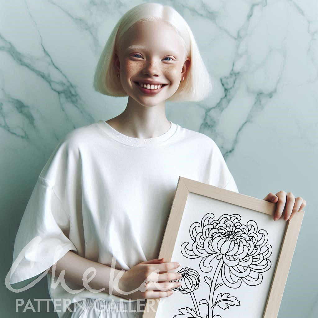 Chrysanthemum, hand embroidery pattern PDF, November Birth Flower, Botanical embroidery, Fall Art