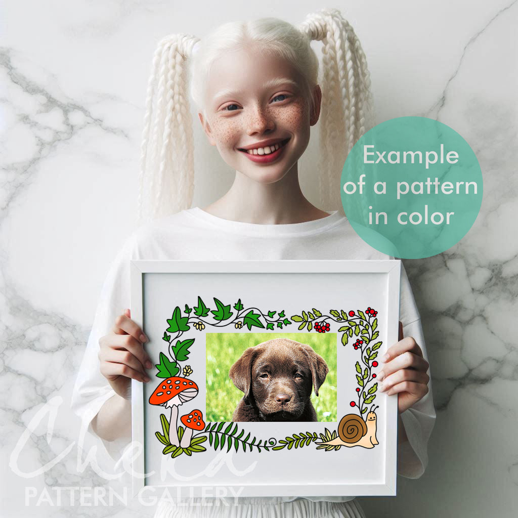 Photo frame, hand embroidery pattern with autumn leaves, handmade embroidered frame, digital hand embroidery pattern PDF. Nature Embroidery