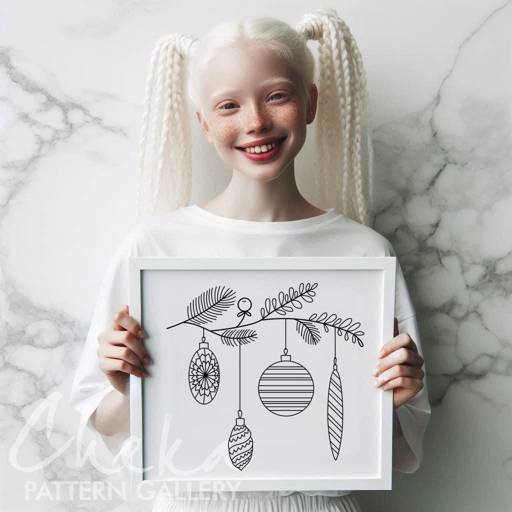 Christmas tree decoration,  festive balls. Christmas hand embroidery pattern, winter embroidery ornament PDF, Christmas home decor