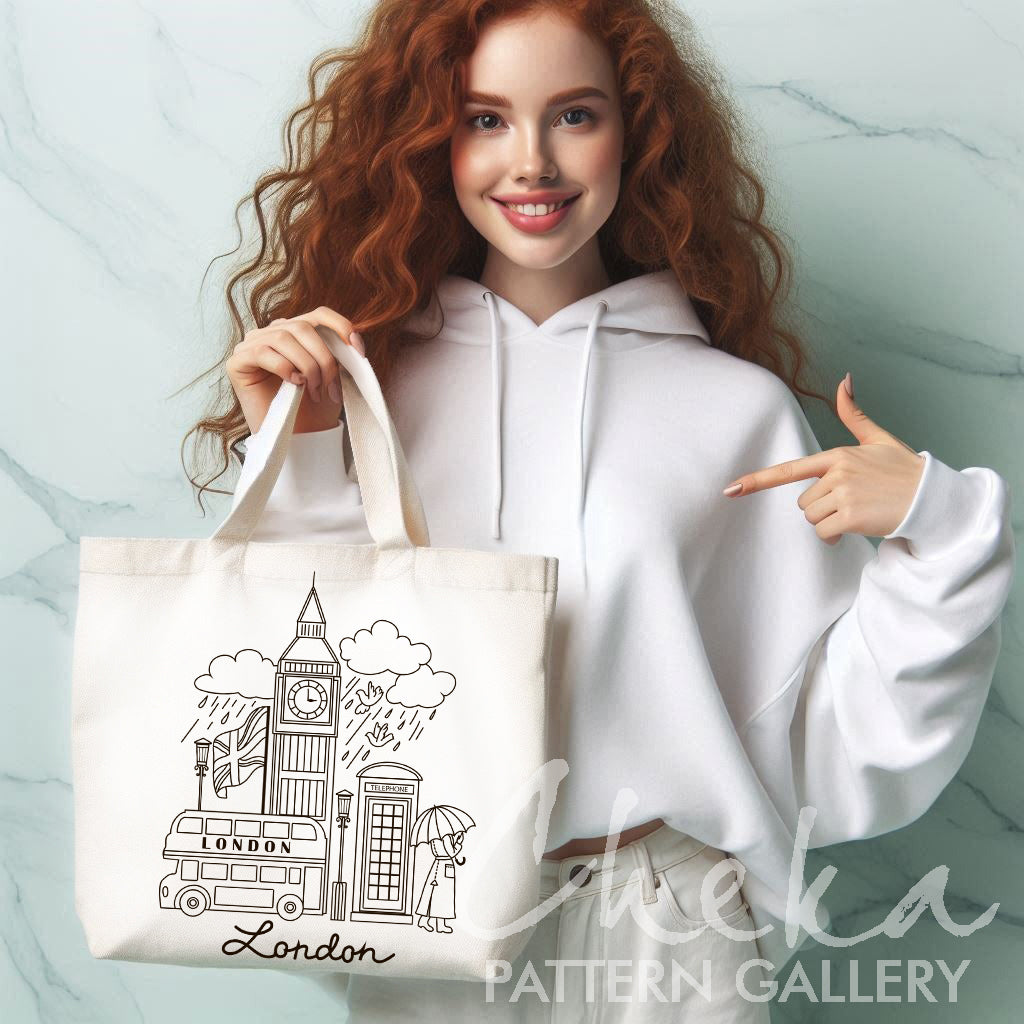 London embroidery pattern, Big Ben template, Hand embroidery pattern PDF. Modern hoop art, English embroidery. Handmade embroidery pattern