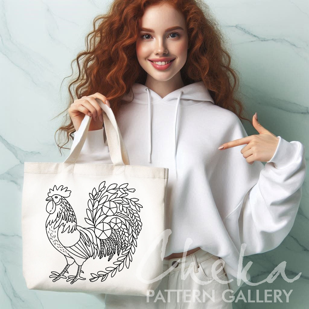 The rooster, the symbol of France. Cockerel hand embroidery pattern PDF. Instant Download, beginner friendly
