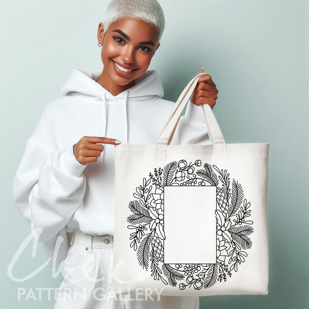 Christmas Photo frame, hand embroidery pattern PDF, digital hand embroidery template PDF, DIY crafts